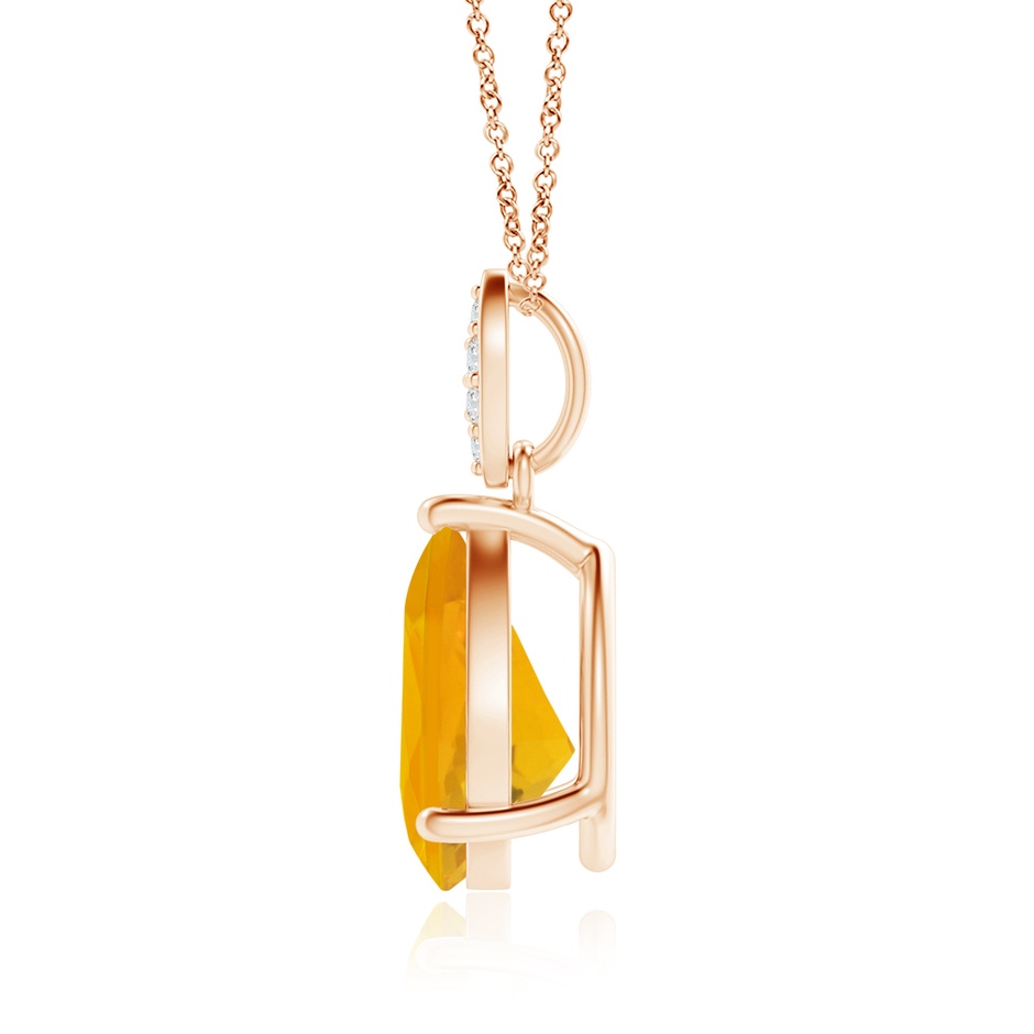 10x7mm A Pear-Shaped Fire Opal Pendant with Leaf Bale in 18K Rose Gold side 199