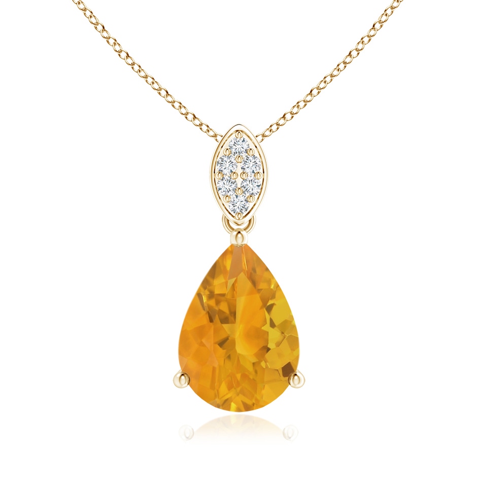 10x7mm A Pear-Shaped Fire Opal Pendant with Leaf Bale in 18K Yellow Gold 
