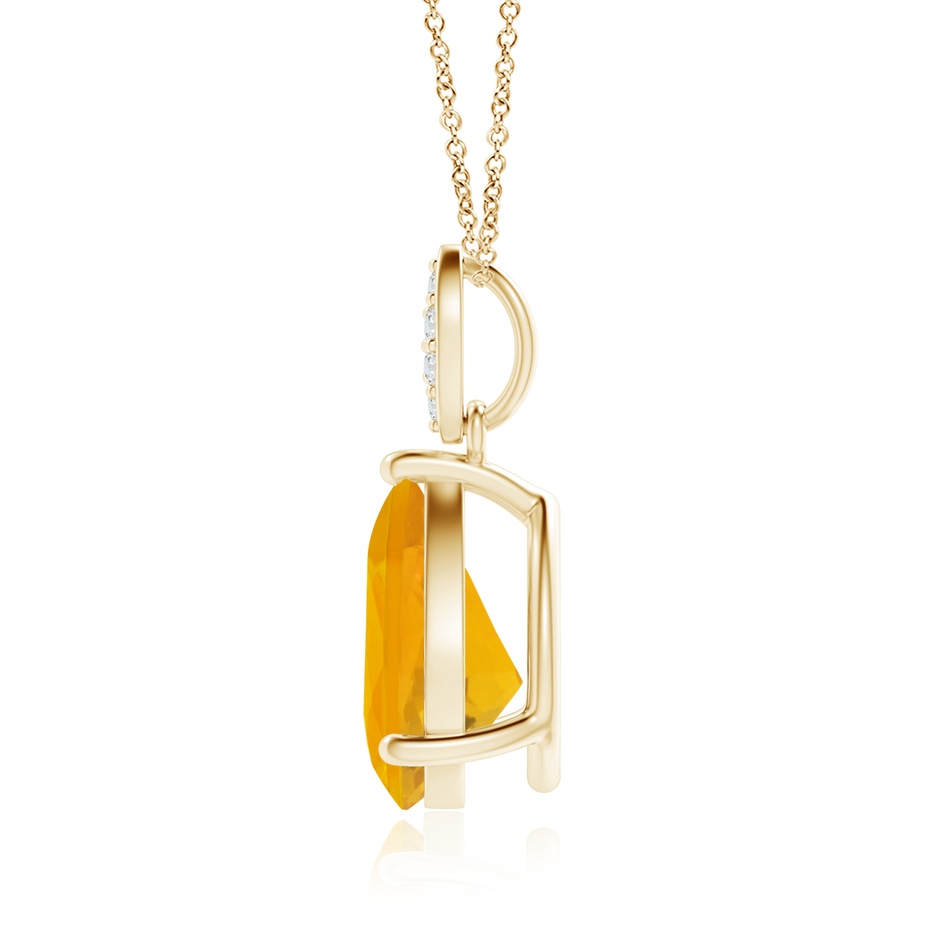 10x7mm A Pear-Shaped Fire Opal Pendant with Leaf Bale in 18K Yellow Gold side 199