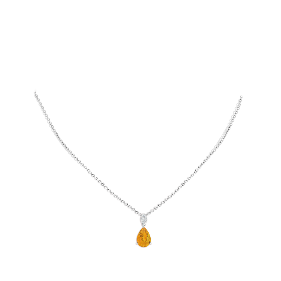 10x7mm A Pear-Shaped Fire Opal Pendant with Leaf Bale in P950 Platinum pen