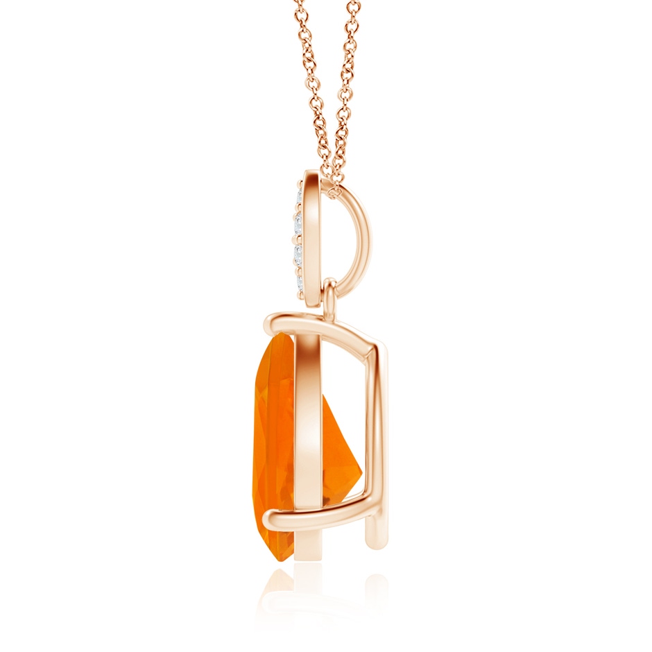 10x7mm AA Pear-Shaped Fire Opal Pendant with Leaf Bale in 18K Rose Gold side 199