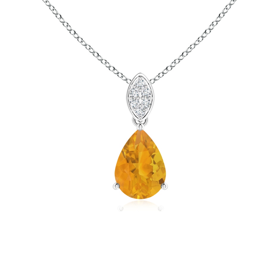 7x5mm A Pear-Shaped Fire Opal Pendant with Leaf Bale in P950 Platinum 