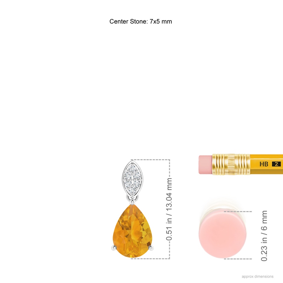7x5mm A Pear-Shaped Fire Opal Pendant with Leaf Bale in P950 Platinum ruler