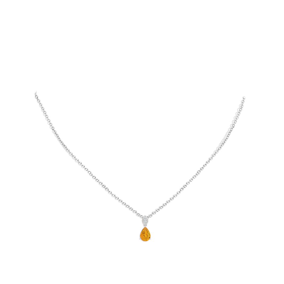 7x5mm A Pear-Shaped Fire Opal Pendant with Leaf Bale in P950 Platinum pen
