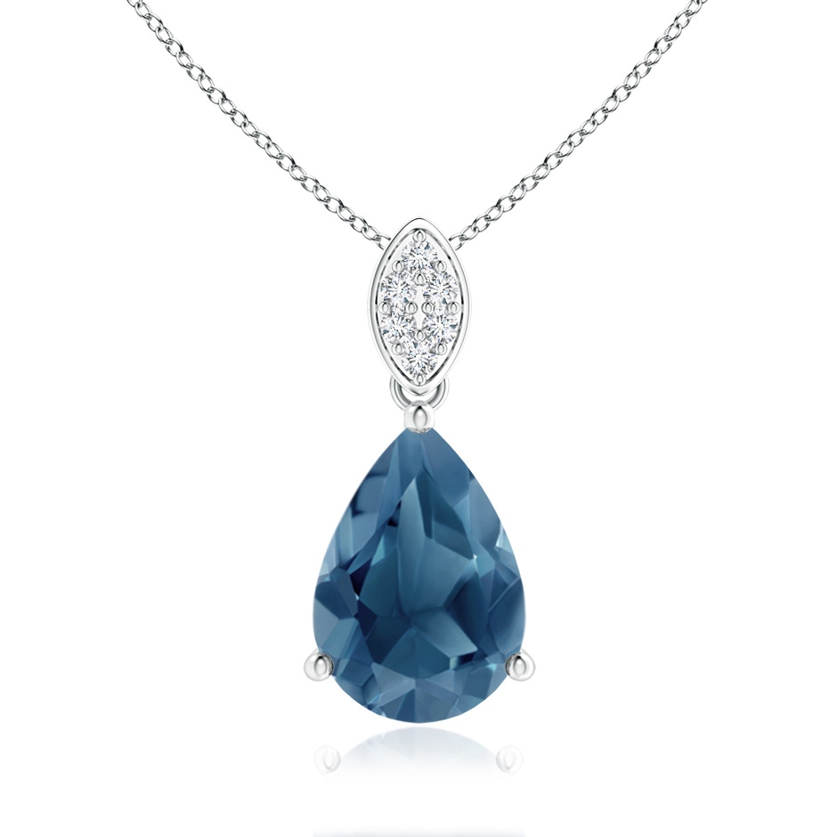 10x7mm A Pear-Shaped London Blue Topaz Pendant with Leaf Bale in P950 Platinum 