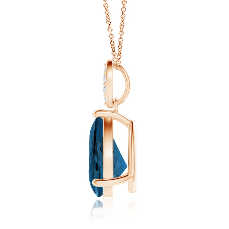 10x7mm AAA Pear-Shaped London Blue Topaz Pendant with Leaf Bale in Rose Gold product image