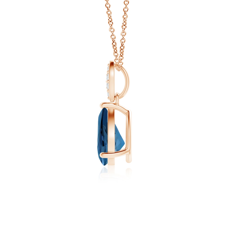 7x5mm AA Pear-Shaped London Blue Topaz Pendant with Leaf Bale in 9K Rose Gold product image