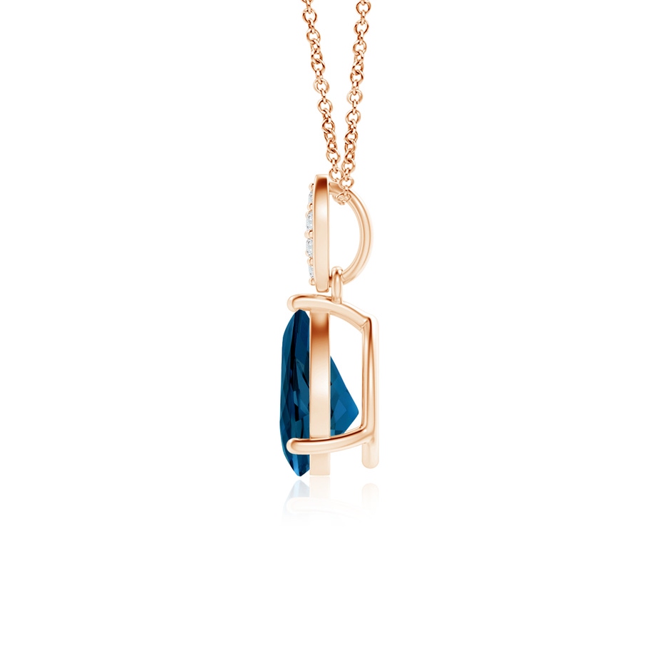 7x5mm AAAA Pear-Shaped London Blue Topaz Pendant with Leaf Bale in Rose Gold product image