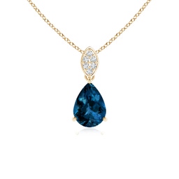 Drop Yellow Gold London Blue Topaz Necklaces & Pendants
