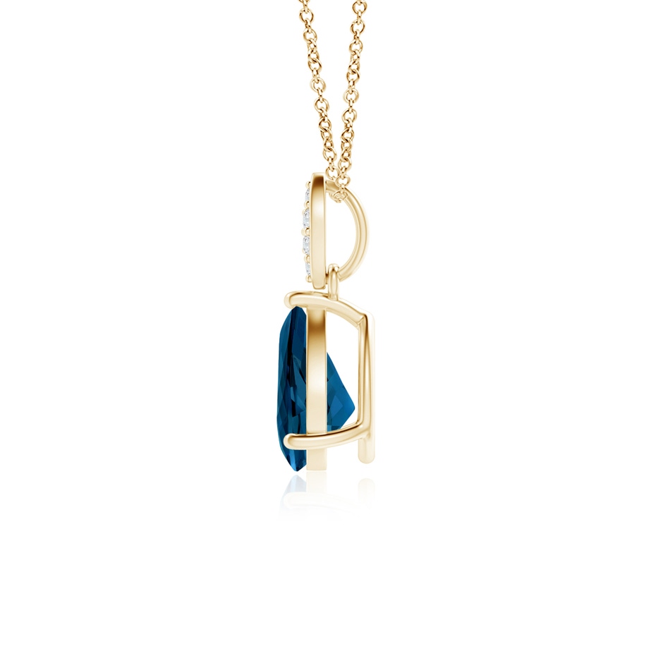 7x5mm AAAA Pear-Shaped London Blue Topaz Pendant with Leaf Bale in Yellow Gold product image