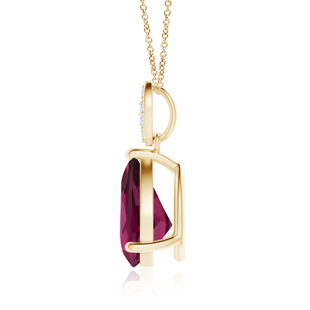 10x7mm AAAA Pear-Shaped Rhodolite Pendant with Leaf Bale in Yellow Gold - side 199