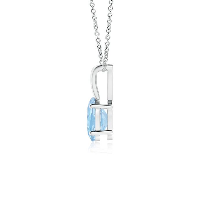 6x4mm AAA Prong-Set Oval Aquamarine V-Bale Solitaire Pendant in White Gold product image