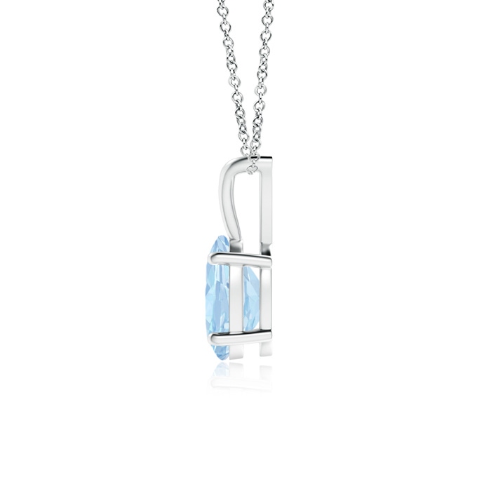 7x5mm AA Prong-Set Oval Aquamarine V-Bale Solitaire Pendant in White Gold product image
