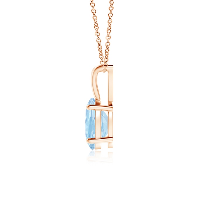 7x5mm AAA Prong-Set Oval Aquamarine V-Bale Solitaire Pendant in Rose Gold product image