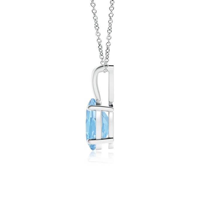 7x5mm AAAA Prong-Set Oval Aquamarine V-Bale Solitaire Pendant in White Gold product image