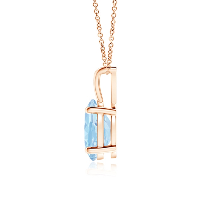 8x6mm AAA Prong-Set Oval Aquamarine V-Bale Solitaire Pendant in Rose Gold product image