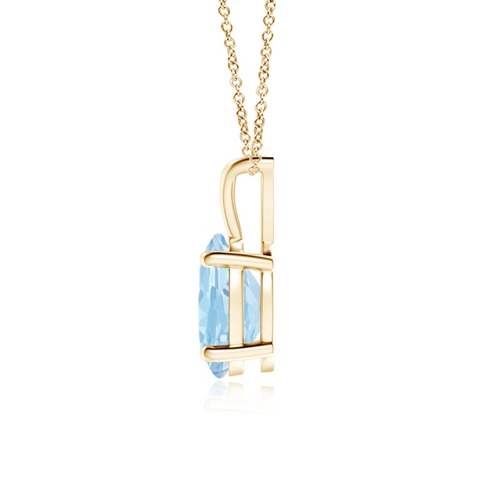 8x6mm AAA Prong-Set Oval Aquamarine V-Bale Solitaire Pendant in Yellow Gold Product Image