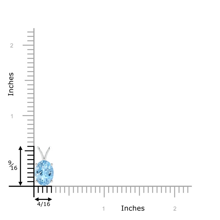 8x6mm AAAA Prong-Set Oval Aquamarine V-Bale Solitaire Pendant in S999 Silver product image