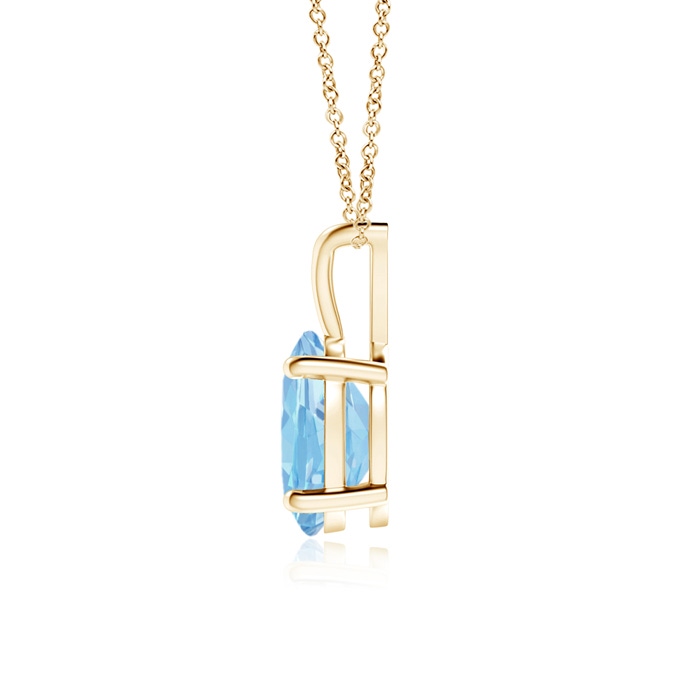 8x6mm AAAA Prong-Set Oval Aquamarine V-Bale Solitaire Pendant in Yellow Gold product image