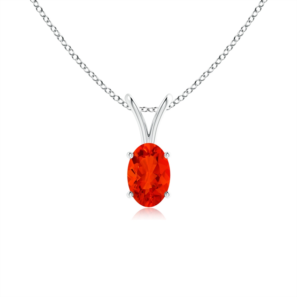 6x4mm AAAA Prong-Set Oval Fire Opal V-Bale Solitaire Pendant in P950 Platinum