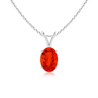 7x5mm AAAA Prong-Set Oval Fire Opal V-Bale Solitaire Pendant in P950 Platinum