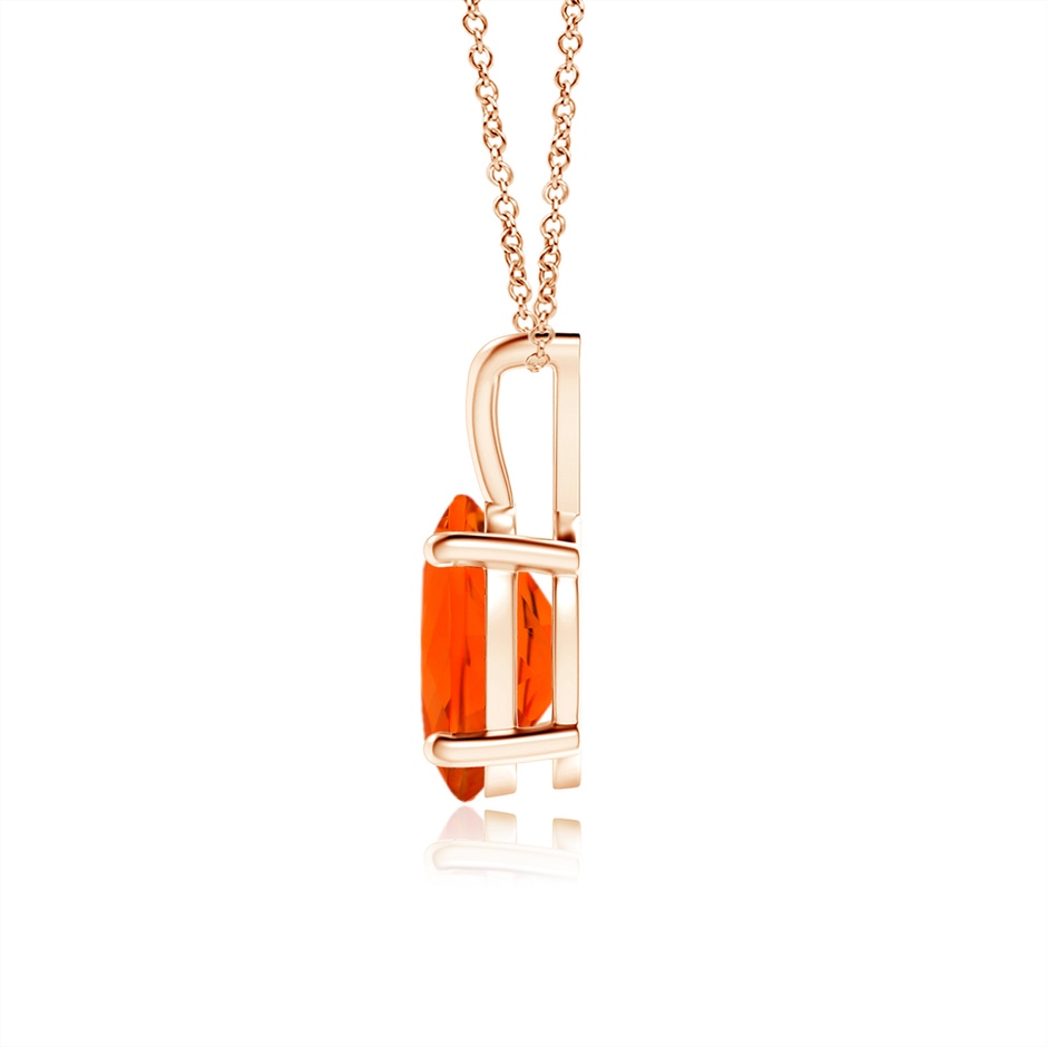 8x6mm AAA Prong-Set Oval Fire Opal V-Bale Solitaire Pendant in Rose Gold side 1