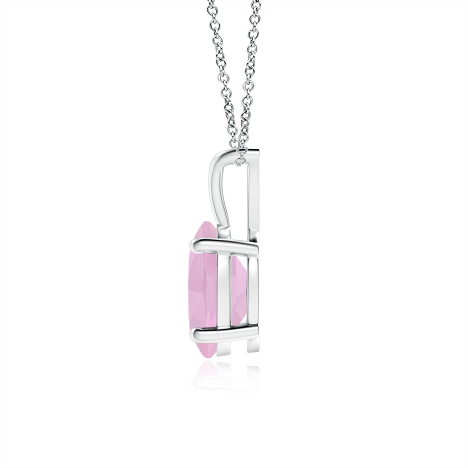 8x6mm AAAA Prong-Set Oval Rose Quartz V-Bale Solitaire Pendant in P950 Platinum side 1