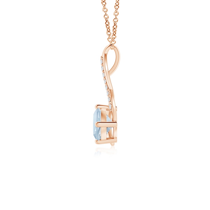 5mm A Aquamarine Infinity Pendant with Diamond Accents in Rose Gold product image