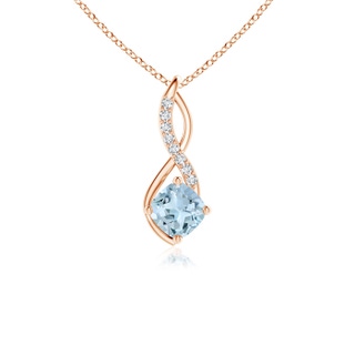 5mm AA Aquamarine Infinity Pendant with Diamond Accents in Rose Gold
