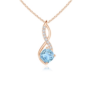 5mm AAA Aquamarine Infinity Pendant with Diamond Accents in 9K Rose Gold