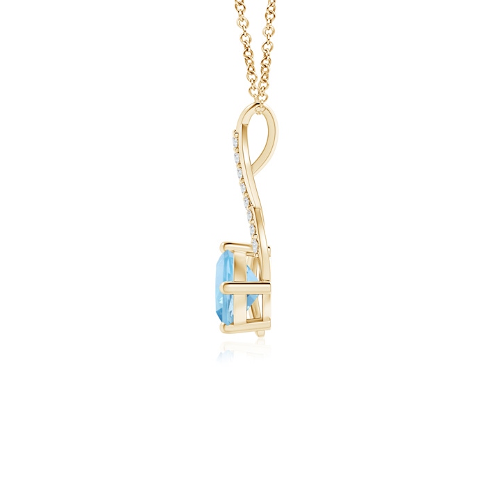 5mm AAA Aquamarine Infinity Pendant with Diamond Accents in Yellow Gold product image