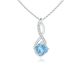 5mm AAAA Aquamarine Infinity Pendant with Diamond Accents in 9K White Gold