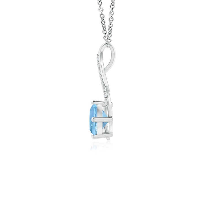 5mm AAAA Aquamarine Infinity Pendant with Diamond Accents in P950 Platinum product image