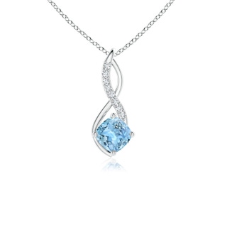 5mm AAAA Aquamarine Infinity Pendant with Diamond Accents in White Gold