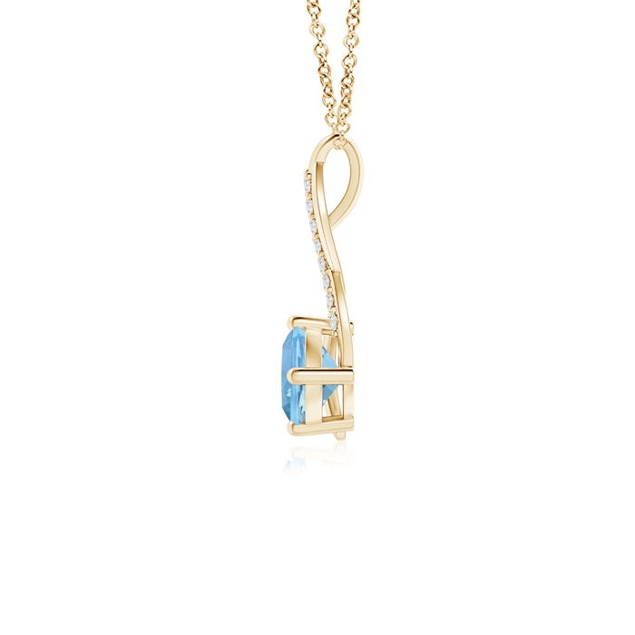 5mm AAAA Aquamarine Infinity Pendant with Diamond Accents in Yellow Gold Product Image