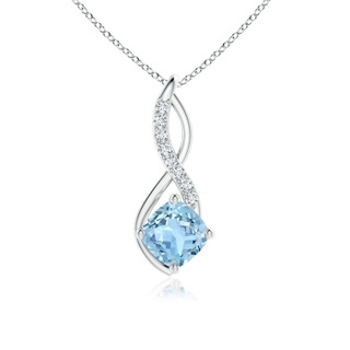 6mm AAA Aquamarine Infinity Pendant with Diamond Accents in White Gold