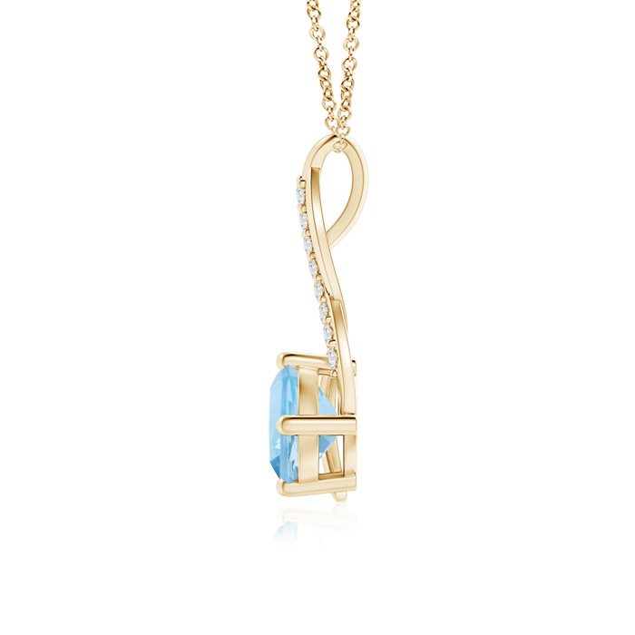 6mm AAA Aquamarine Infinity Pendant with Diamond Accents in Yellow Gold product image