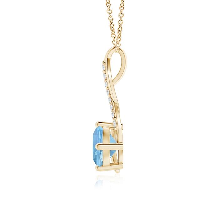 6mm AAAA Aquamarine Infinity Pendant with Diamond Accents in Yellow Gold product image