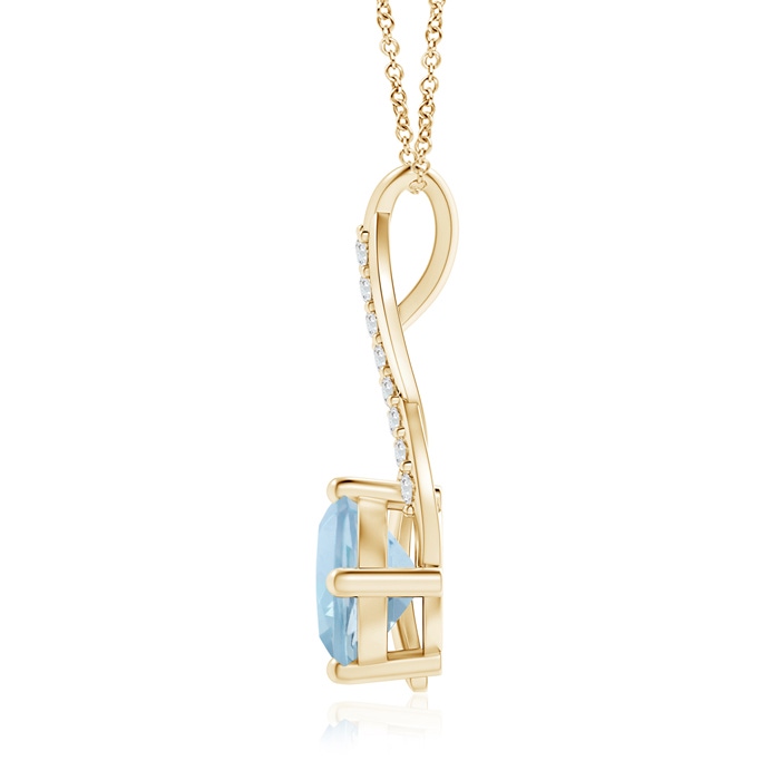 7mm AA Aquamarine Infinity Pendant with Diamond Accents in Yellow Gold product image