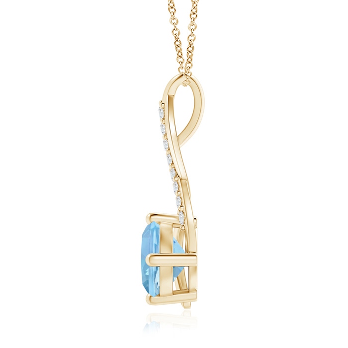 7mm AAAA Aquamarine Infinity Pendant with Diamond Accents in Yellow Gold Product Image