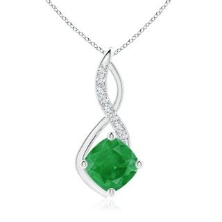 10mm A Emerald Infinity Pendant with Diamond Accents in P950 Platinum