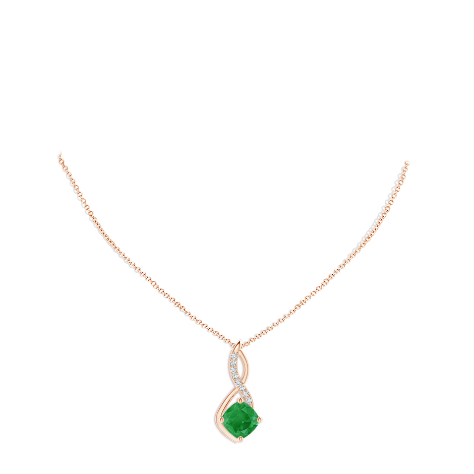 10mm A Emerald Infinity Pendant with Diamond Accents in Rose Gold pen