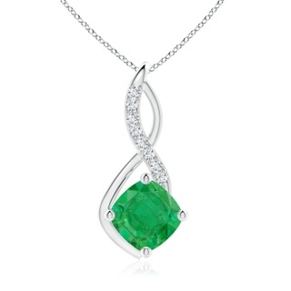 10mm AA Emerald Infinity Pendant with Diamond Accents in P950 Platinum