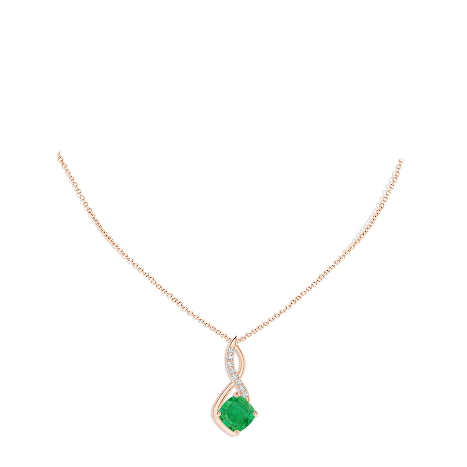 10mm AA Emerald Infinity Pendant with Diamond Accents in Rose Gold pen