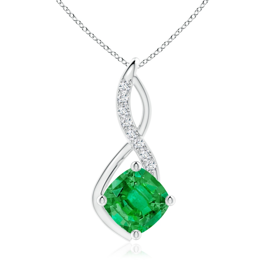 10mm AAA Emerald Infinity Pendant with Diamond Accents in P950 Platinum 