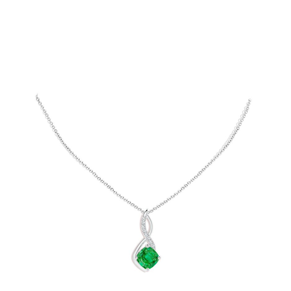 10mm AAA Emerald Infinity Pendant with Diamond Accents in P950 Platinum pen