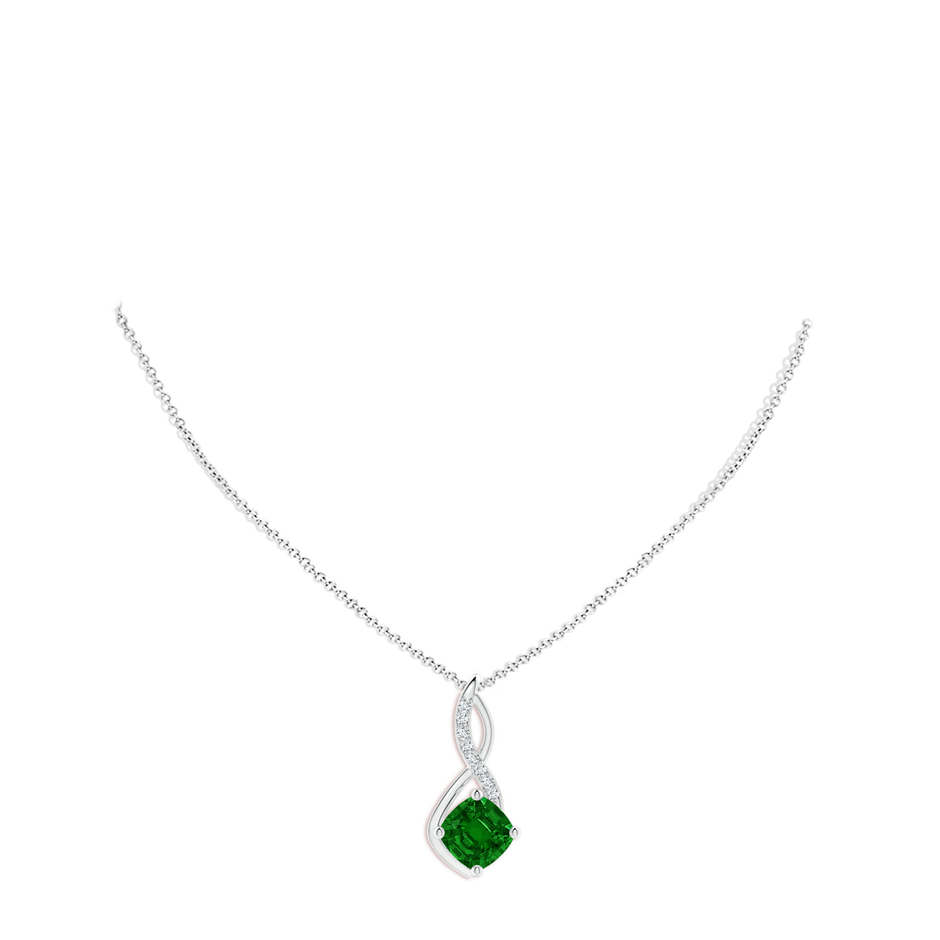 10mm AAAA Emerald Infinity Pendant with Diamond Accents in P950 Platinum pen