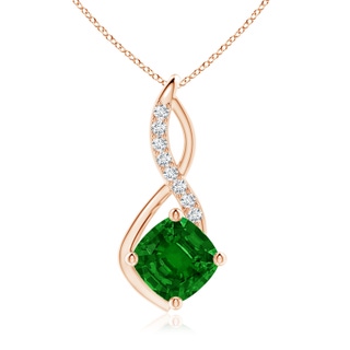 10mm AAAA Emerald Infinity Pendant with Diamond Accents in Rose Gold