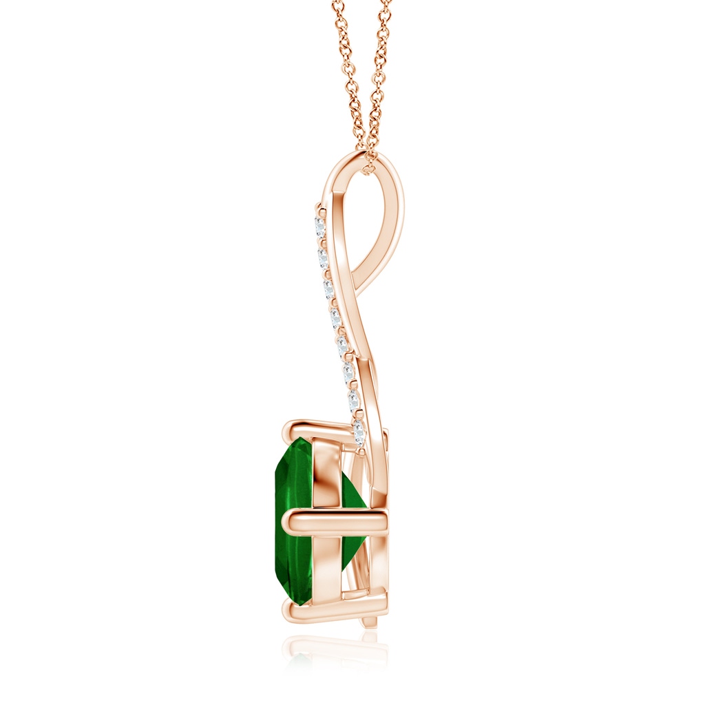 10mm AAAA Emerald Infinity Pendant with Diamond Accents in Rose Gold - side 199
