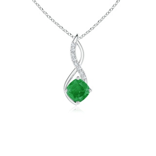 5mm A Emerald Infinity Pendant with Diamond Accents in P950 Platinum